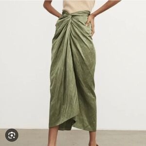 Vince Green Maxi Wrap Skirt with Ruched Details